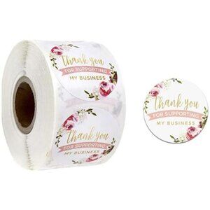 500ct Thank You Floral Round Stickers, 1 inch
